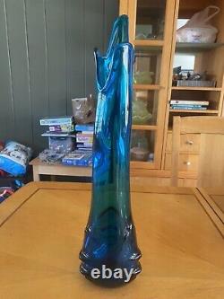 Extremely Rare Vintage MCM Viking Glass Tundra 21 Swung Vase bluenique Stunning