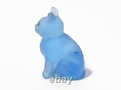FAB 1920's Czech Glass Miniature Lucky Pale Blue Cat Cracker Jack Charm #CJ16