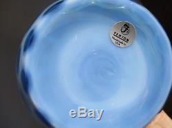 FENTON Art Glass Optic Coin Dot Blue Opalescent 3pc Ginger Jar Vase base lid