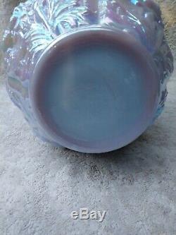 FENTON Blue Burmese carnival Poppy Vase. Scarce