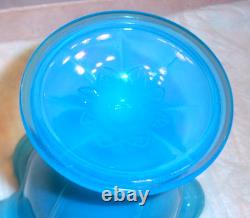 FENTON GLASS RARE ANTIQUE NUDE DANCING LADIES PEKING BLUE VASE c. 1934