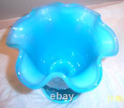 FENTON GLASS RARE ANTIQUE NUDE DANCING LADIES PEKING BLUE VASE c. 1934