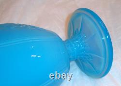 FENTON GLASS RARE ANTIQUE NUDE DANCING LADIES PEKING BLUE VASE c. 1934