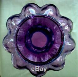 FENTON GLASSXSRC8MULBERRYVINTAGEMINT+PERFc1940sDIAMOND OPTICMELONVASE