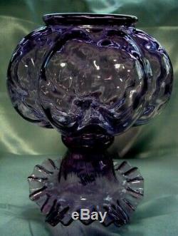 FENTON GLASSXSRC8MULBERRYVINTAGEMINT+PERFc1940sDIAMOND OPTICMELONVASE