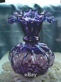 FENTON GLASSXSRC8MULBERRYVINTAGEMINT+PERFc1940sDIAMOND OPTICMELONVASE