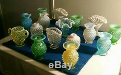 FENTON Mini Vases(16) Opalescent-Blue, Green-French-Vaseline-Milk Glass
