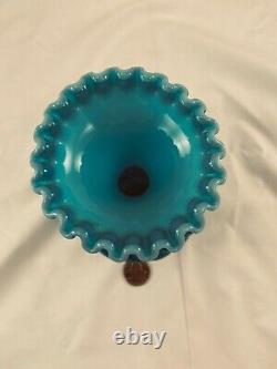 FENTON R A R E Jamestown Blue Overlay Cased Swirl Vase SCARCE! 1957-59