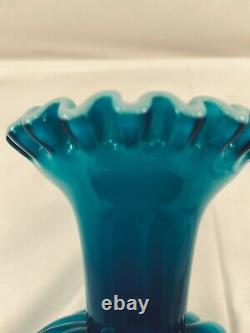 FENTON R A R E Jamestown Blue Overlay Cased Swirl Vase SCARCE! 1957-59