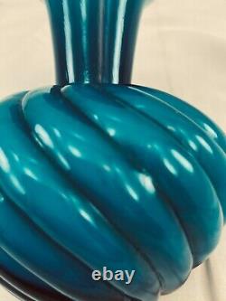 FENTON R A R E Jamestown Blue Overlay Cased Swirl Vase SCARCE! 1957-59