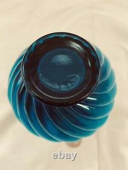 FENTON R A R E Jamestown Blue Overlay Cased Swirl Vase SCARCE! 1957-59