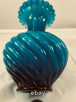 FENTON R A R E Jamestown Blue Overlay Cased Swirl Vase SCARCE! 1957-59