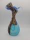 FILIP RAVERT ROMANIA COPPER OVERLAY Cobalt Aqua Blue SATIN ART GLASS VASE 11