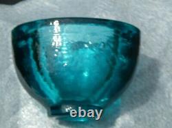 FIRE & LIGHT Originals Recycled Glass Aqua Blue Wide Lipped Vase, Bowl