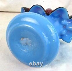 FRENCH ART GLASS JACK IN THE PULPIT VASE BLUE OPALESCENT c. 1880