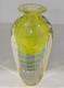 Faceted Sommerso Art Glass Yellow Blue 7.25 Vase Four Sided Heavy