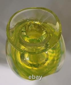 Faceted Sommerso Art Glass Yellow Blue 7.25 Vase Four Sided Heavy