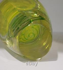 Faceted Sommerso Art Glass Yellow Blue 7.25 Vase Four Sided Heavy