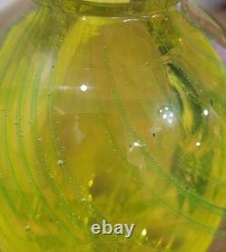 Faceted Sommerso Art Glass Yellow Blue 7.25 Vase Four Sided Heavy
