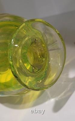 Faceted Sommerso Art Glass Yellow Blue 7.25 Vase Four Sided Heavy