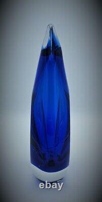 Faceted Vase, Flavio Poli Alessandro Mandruzzato Murano Sommerso Style, Blue MCM