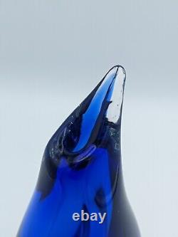 Faceted Vase, Flavio Poli Alessandro Mandruzzato Murano Sommerso Style, Blue MCM