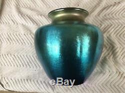 Family Heirloom Frederick Carder Steuben Cobalt Aurene Signed Oil Jar Vase