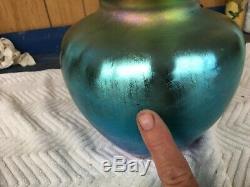 Family Heirloom Frederick Carder Steuben Cobalt Aurene Signed Oil Jar Vase