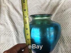 Family Heirloom Frederick Carder Steuben Cobalt Aurene Signed Oil Jar Vase