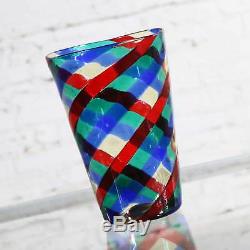 Fasce Ritorte Red Blue Green Murano Glass Vase Attributed to Fulvio Bianconi for