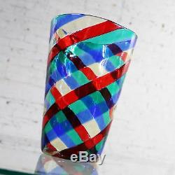 Fasce Ritorte Red Blue Green Murano Glass Vase Attributed to Fulvio Bianconi for