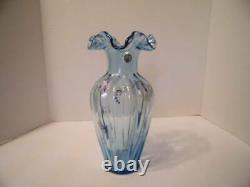 Fenton 11 Blue Vase 95th Anniversary Signed N. Williams