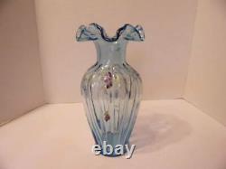 Fenton 11 Blue Vase 95th Anniversary Signed N. Williams