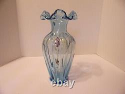 Fenton 11 Blue Vase 95th Anniversary Signed N. Williams