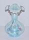 Fenton 1991 Pale BLUE OPALESCENT GLASS Hand Painted Coin Dot Crimped Vase SIGNED
