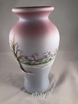 Fenton 2006 4 Four Seasons Winter Blue Burmese Vase Ltd Ed #999/1500 Signed