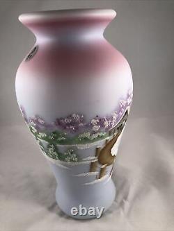 Fenton 2006 4 Four Seasons Winter Blue Burmese Vase Ltd Ed #999/1500 Signed