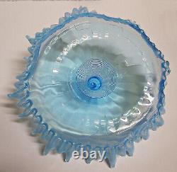 Fenton 4 Horn Epergne Blue Opalescent Vintage 1930s PLEASE READ