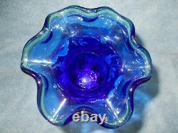 Fenton 75th Anniversary Cobalt Blue Vase-signed By Bill Fenton-hand Painted