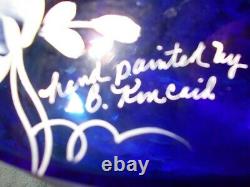 Fenton 75th Anniversary Cobalt Blue Vase-signed By Bill Fenton-hand Painted