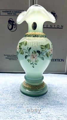 Fenton 9 Blue Opaline Floral Vase. Limited Edition. Beautiful
