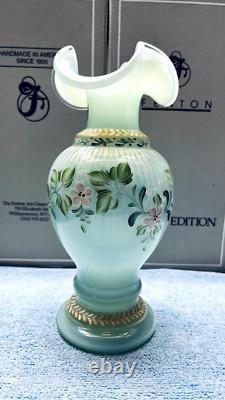 Fenton 9 Blue Opaline Floral Vase. Limited Edition. Beautiful