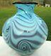 Fenton Art Glass 2004 Dave Fetty OOAK Blue/Violet Pulled Swirl Vase 8Hx7W Rare