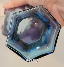 Fenton Art Glass Beautiful Mulberry Blue/Purple Tall Basket Hexagonal Base