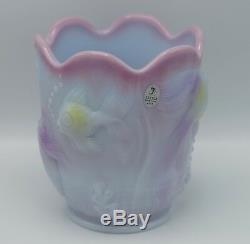 Fenton Art Glass Blue Burmese Atlantis Vase