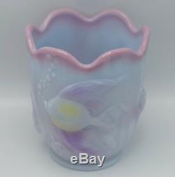 Fenton Art Glass Blue Burmese Atlantis Vase