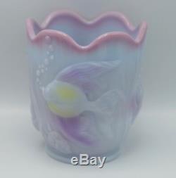 Fenton Art Glass Blue Burmese Atlantis Vase