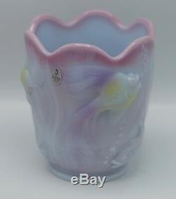 Fenton Art Glass Blue Burmese Atlantis Vase