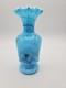 Fenton Art Glass Blue Hanging Hearts Pinch Vase by Robert Barber 1976