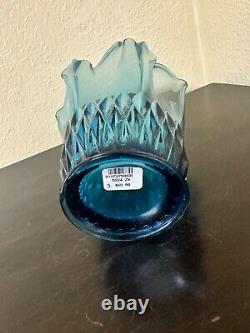 Fenton Art Glass Diamond Design Swung Vase In Indigo Blue